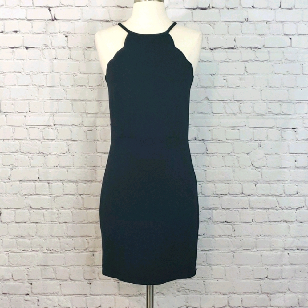 Charlotte Russe Scalloped Halter Dress Black Size M